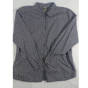 Eddie Bauer XL Vintage Floral Geometric Cotton Button Shirt Made in Macau